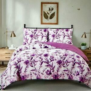 From Macy’s: Twin size contemporary floral design comforter set.